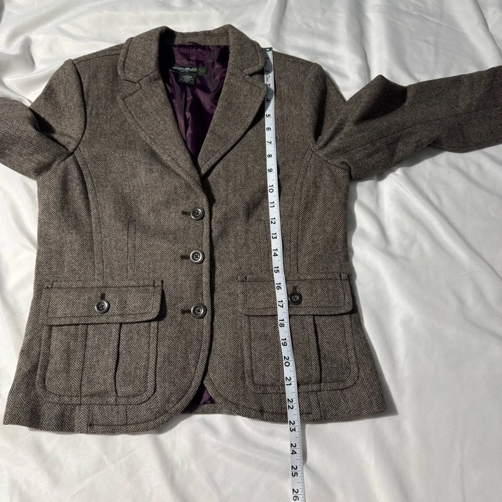 Eddie Bauer Tailored Wool Herringbone Blazer Heritage Preppy - Picture 7 of 8